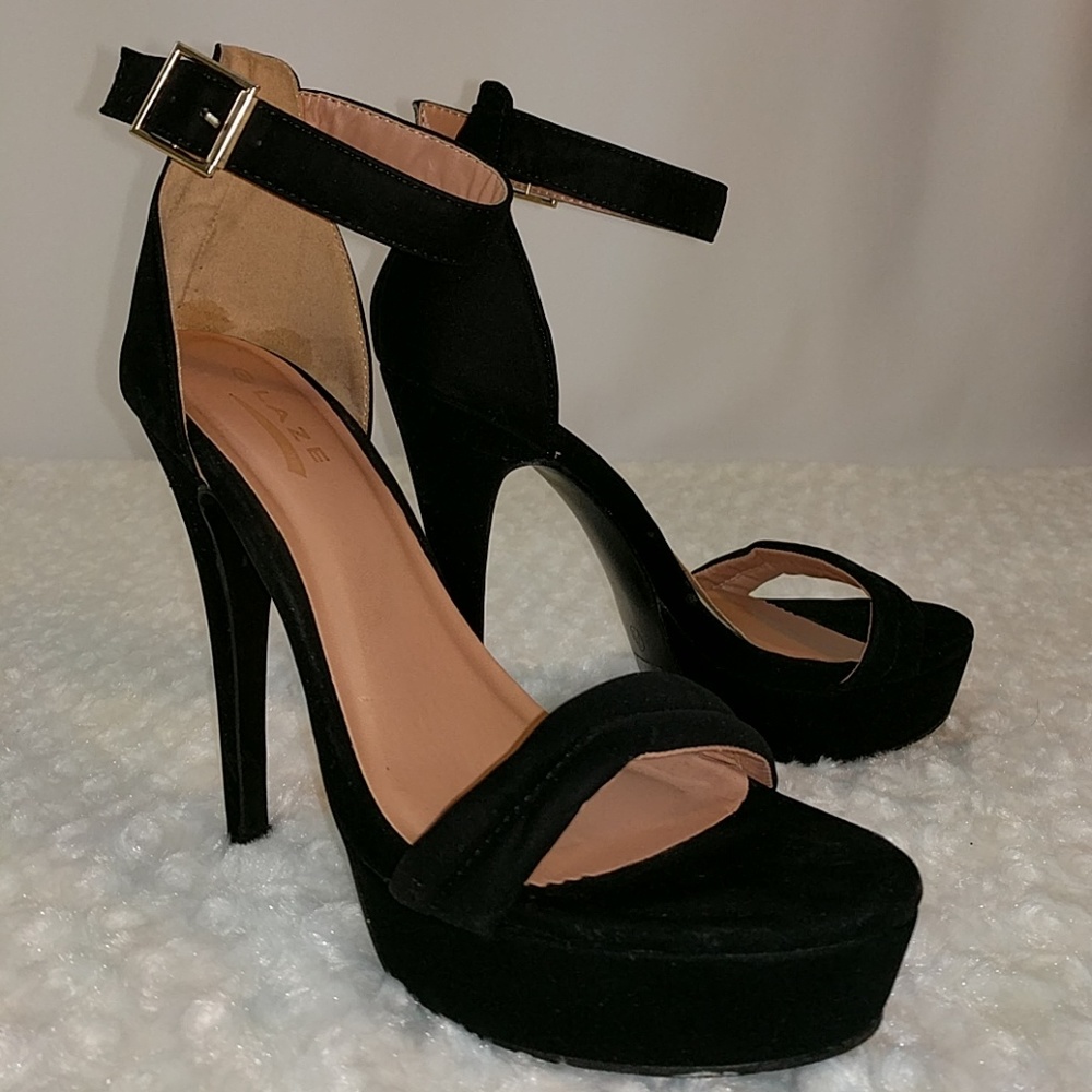 Glaze Black Suede Heels